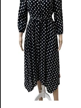 Anthropologie Maeve Black and White Polka Dot Midi Dress